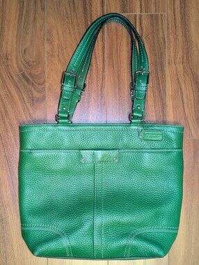 VINTAGE Coach Hamilton Green Pebbled Leather Tote Bag Rare F13083